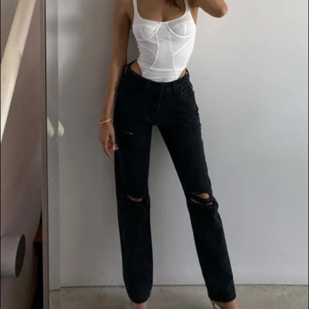 Princess Polly Attica Rip Knee Denim Jeans Black